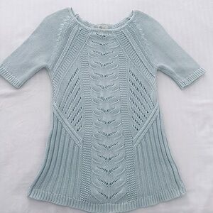 Andrea Jovine Pale Blue Short-Sleeve Knit Scoop Neck Sweater top XS